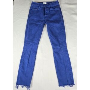 MOTHER The Stunner‎ Ankle Fray Jeans Size 24 Mazerine Blue Denim High Rise Slim